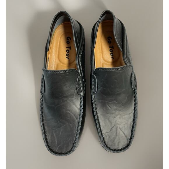 GO TOUR Men\'s 7 Premium Genuine Hand-made Black Leather Casual Slip-on Loafers main image 7